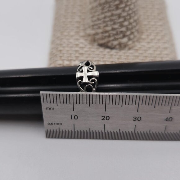 Size 7 Sterling Silver Fancy Design Cross Ring A2471 - Picture 6 of 7